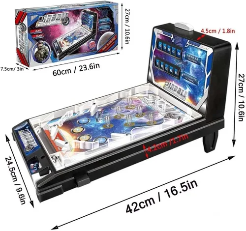 Miniatura 3 de PHATM Máquina de pinball de escritorio Retro Arcade electrónica Super Marble Arcade Machine Mini Pinball Juego para el hogar con marcador de música