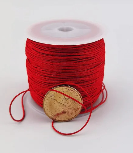 Miniatura 2 de Glory Qin Cuerda decorativa de nailon de 109 yardas con cuentas Kumihimo, cuentas, borla, fabricación de joyas con nudo chino (0.031 in, rojo)