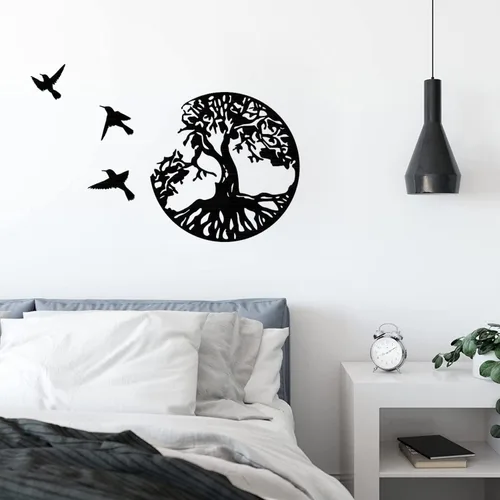 Miniatura 8 de AOOLVY Arte de pared de metal árbol de la vida, árbol único de la vida y pájaros de la paz, decoración de pared de metal, placas de pared para sala