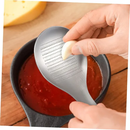 Miniatura 9 de 2 piezas de acero inoxidable ajo, jengibre, rallador de cuchara, herramienta de cocina para triturar fácilmente picar para ajo, frutos secos