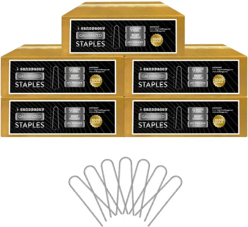 Miniatura 9 de Sandbaggy Grapas galvanizadas para paisajismo de 6 pulgadas ~ Acero de calibre 9 – Pines de tela, estacas de tierra de jardín, cubierta de suelo