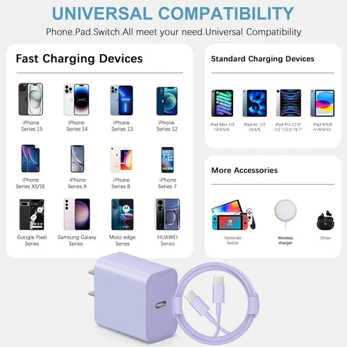 Miniatura 4 de Cargador tipo C para iPhone 17, 16, 15, carga rápida, cargador USB C, con 2 cables de 6 pies para iPhone 17/17 Plus/17 Pro Max/16/16 Plus/16 Pro