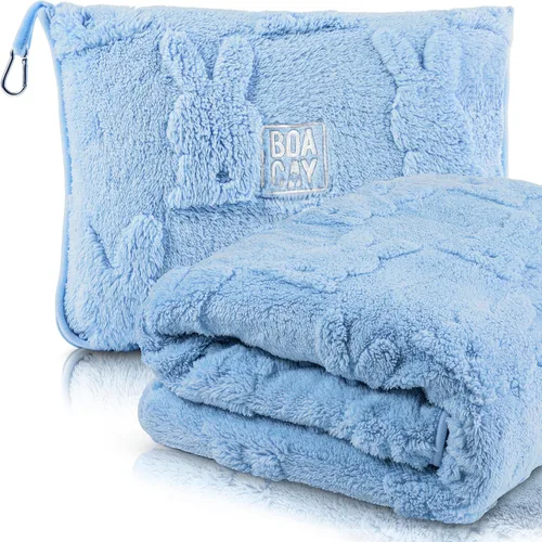 BOACAY Manta de viaje para niños pequeños para avión, automóvil, manta suave para niños para guardería, almohada para niñas, niños con clip para