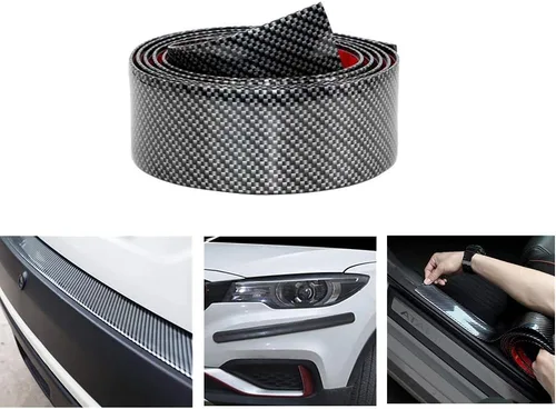 Miniatura 3 de Protector universal de fibra de carbono para puerta de automóvil, adhesivo flexible y autoadhesivo para umbral de puerta de auto, SUV, camión, Negro