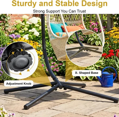 Miniatura 5 de Soporte en C para silla colgante, para interiores y exteriores, de acero sólido y resistente, listo para usar en tu porche, capacidad de 330 libras