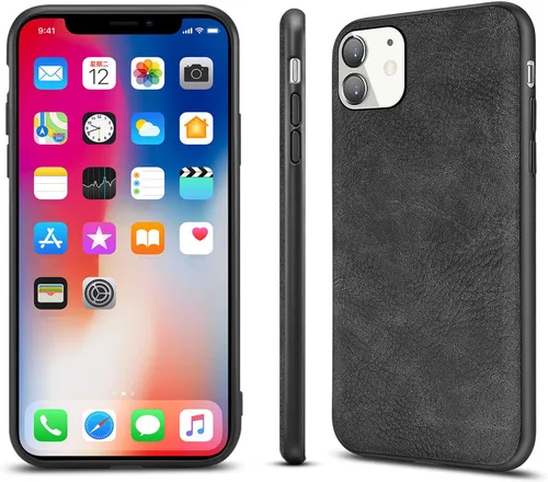 Miniatura 4 de Funda para iPhone 11, delgada de piel sintética vintage a prueba de golpes, ligera, de alta calidad, suave, TPU, carcasa protectora híbrida de PC
