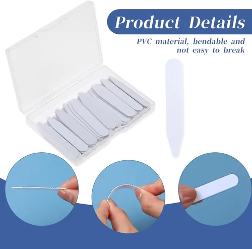 Miniatura 3 de Abeillo 30 piezas de collar de 2.2 pulgadas para camisas de vestir de hombre, cuello de plástico, inserciones de cuello de camisa, inserciones