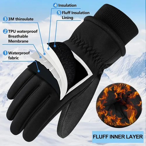Miniatura 2 de Guantes cálidos de invierno para hombres y mujeres, guantes de pantalla táctil, para clima frío, resistentes al viento, guantes térmicos de nieve