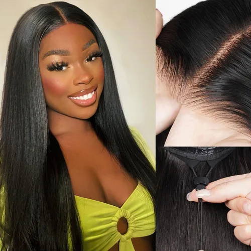 Miniatura 27 de Pelucas de cabello humano lacio de 20 pulgadas con encaje frontal de 13 x 6 pulgadas para mujeres negras, predepiladas con línea capilar natural