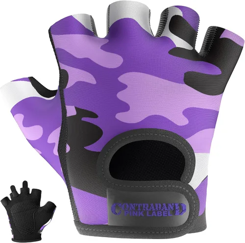 Contraband Pink Label 5217 Design Series - Guantes de levantamiento y remo con estampado de camuflaje (par) – Ligero vegano medio acolchado de