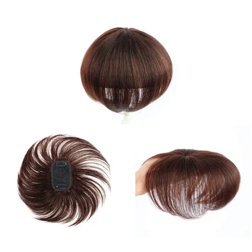 Miniatura 3 de Toppers de cabello humano para mujer, corto y recto con clip en la parte superior para adelgazar la pérdida de cabello, cubierta de 7 x 10 pulgadas