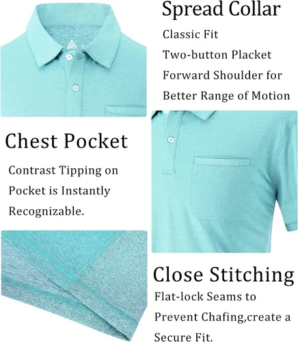 Miniatura 19 de V VALANCH Polo de golf de manga corta para hombre, estilo casual, con cuello que absorbe la humedad