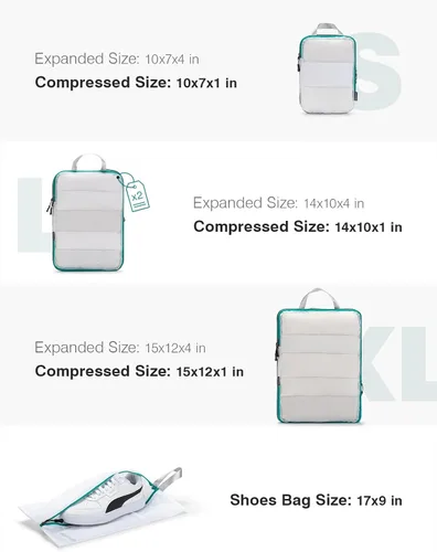 Miniatura 2 de Cubos de embalaje de compresión de viaje Juego de cubos de embalaje de malla transparente para maletas, bolsas organizadoras de equipaje