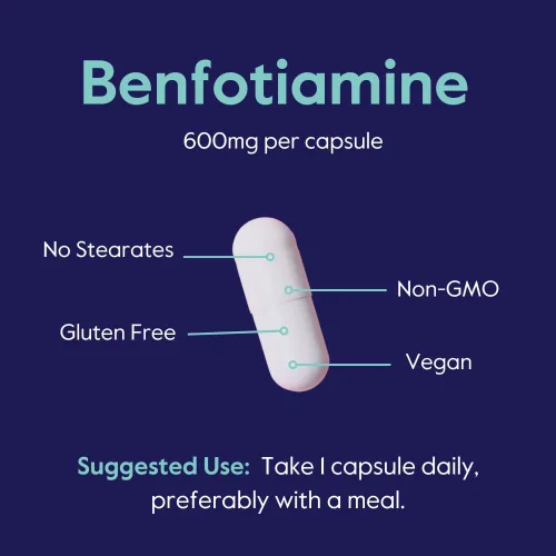 Miniatura 5 de BESTVITE Ultra Benfotiamina 600 mg por cápsula (60 cápsulas vegetarianas) sin estearatos - Sin dióxido de silicio - Vegano - Sin OMG - Sin gluten