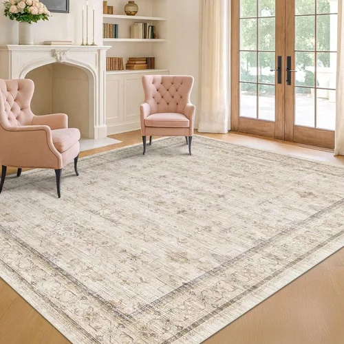 Miniatura 232 de Alfombra Boho Negra para Sala de Estar - Alfombra de Área Lavable de 10x14 Pies, Alfombras de Comedor para Debajo de la Mesa, Alfombra Suave de Pelo
