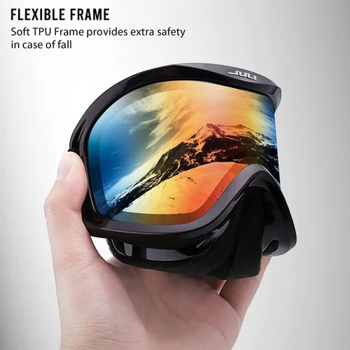Miniatura 3 de Juli Gafas de esquí para niños, gafas de snowboard para niños y niñas, motos de nieve, esquí, patinaje, edad 3-8 4302 Marco negro/lente colorida