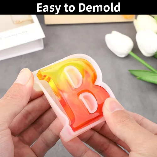 Miniatura 4 de Gartful Moldes de letras de resina, molde de resina epoxi del alfabeto mayúscula B, moldes de silicona 3D gruesos para hacer letras, arte