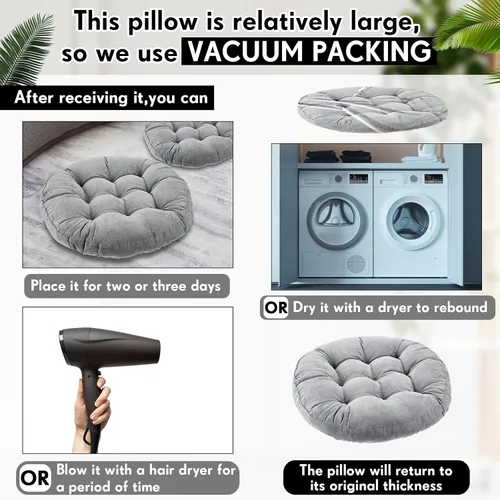Miniatura 2 de Almohadas de suelo Jerify 22 x 22 Pulgadas Redondas Cuadradas Grandes Almohada de meditación de suelo para salón de clases Meditación para adultos