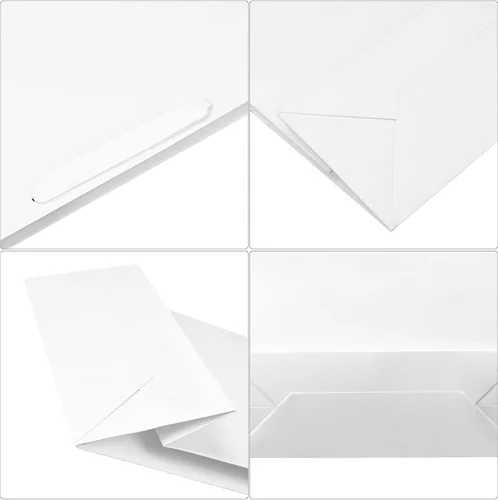 Miniatura 4 de QIELSER Paquete de 24 bolsas de regalo de papel kraft a granel, tamaño extragrande, bolsas de compras de papel blanco con asas de cinta para bodas