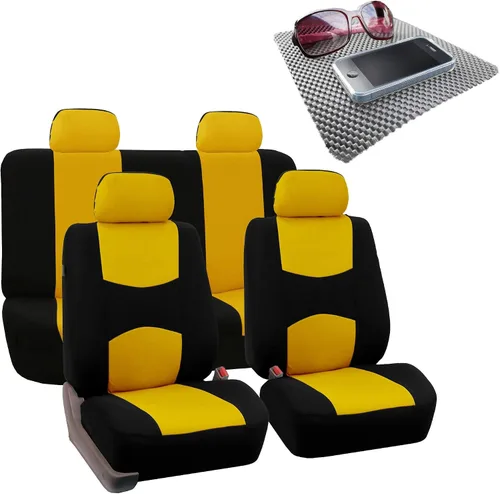 Miniatura 16 de FH Group Juego completo de fundas de asiento de automóvil de tela plana, color beige combo, diseño de fundas de asiento de automóvil pequeño