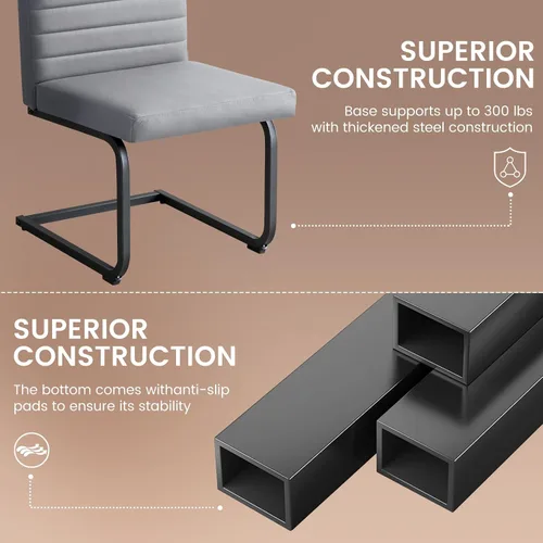 Miniatura 4 de Furniliving - Juego de 2 sillas de comedor modernas tapizadas de tela técnica con patas de acero, respaldo alto, sillas sin brazos para comedor
