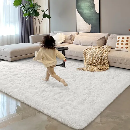 Miniatura 4 de HOMORE - Alfombra para sala de estar 5x8, alfombra mullida moderna, alfombras de pelo rizado para dormitorio, alfombra súper suave y cómoda, lindas