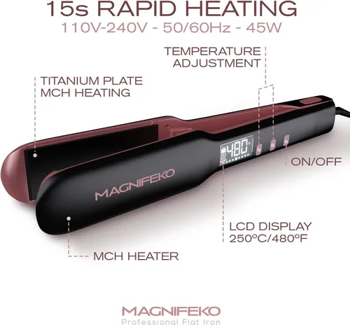 Miniatura 4 de Plancha de pelo de cerámica - Plancha - Plancha de Cabello Profesional (Negro)