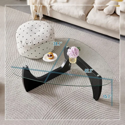 Miniatura 2 de Btrpily Mesa de centro de madera, moderna mesa de centro negra, contemporánea, elegante, muebles de alta gama para tu sala de estar