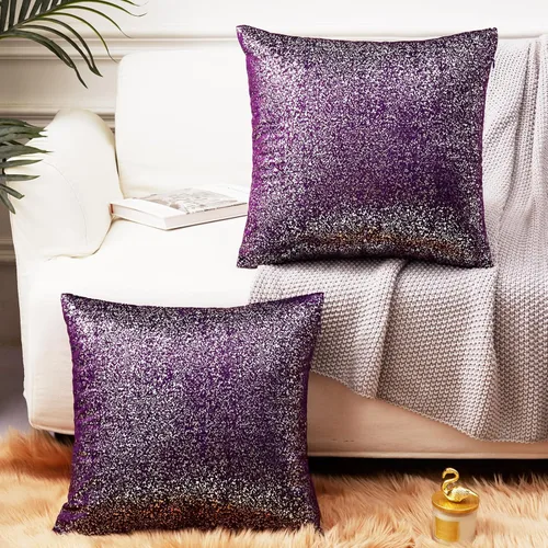 Miniatura 17 de EUCIOR Fundas de almohada plateadas, fundas de cojín blancas de terciopelo, fundas de almohada decorativas cuadradas de 22 x 22 pulgadas para Plata