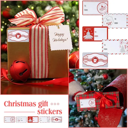 Miniatura 5 de Outus 500 etiquetas de Navidad, etiquetas autoadhesivas de regalo para regalos de Navidad, etiquetas de nombre de Navidad, etiquetas para papel