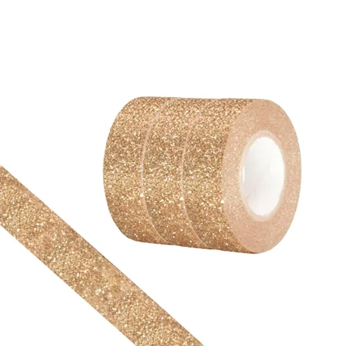 Miniatura 10 de Cinta Washi con purpurina, 3 rollos de cinta decorativa azul oscuro de 5/8 pulgadas (0.591 in), autoadhesiva para manualidades con ribete dorado