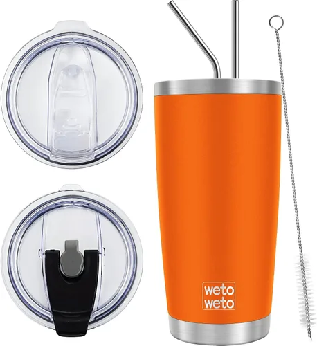 Miniatura 48 de WETOWETO - Vaso de viaje con aislamiento de 20 onzas, de acero inoxidable, con doble pared, a prueba de fugas, taza de café con revestimiento