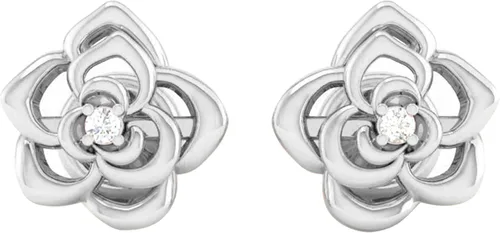 Miniatura 2 de Dazzlingrock Collection Pendientes de tuerca con forma de flor de oro de 14 quilates de 0,02 quilates (quilates)