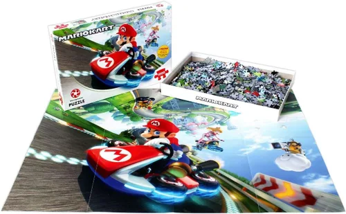 Miniatura 4 de Winning Moves Mario Kart Funracer - Juego de rompecabezas de 1000 piezas, reúne la icónica escena de Mario Kart, contiene un póster a escala
