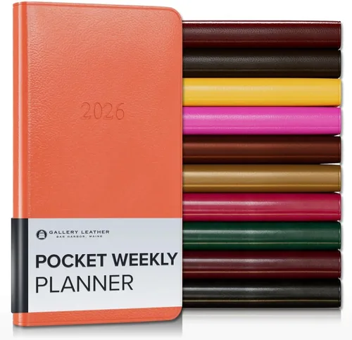 Miniatura 176 de Gallery Leather Agenda semanal y mensual grande 2025-2026, agenda y cuaderno con elegantes bordes de página dorados dorados, 12 meses, cactus Cactus