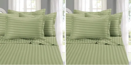 Miniatura 15 de Elegant Comfort - Juego de sábanas de 4 piezas, microfibra de 1500 hilos de calidad egipcia de lujo resistente a las arrugas, rayas estilo damasco