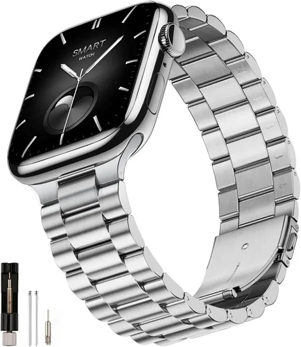Miniatura 8 de SUNFWR Compatible con Apple Watch Band 40mm 41mm 38mm 42mm (Series 10 11) para Mujeres y Hombres, Correa de Acero Inoxidable para iWatch para Apple