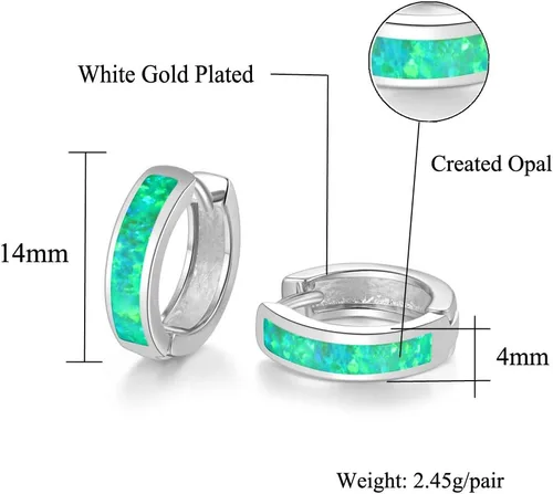 Miniatura 200 de CiNily Aretes Huggie de ópalo con bisagras, chapados en oro, hipoalergénicos, pequeños aretes de aro para mujeres, adolescentes, niñas, hombres