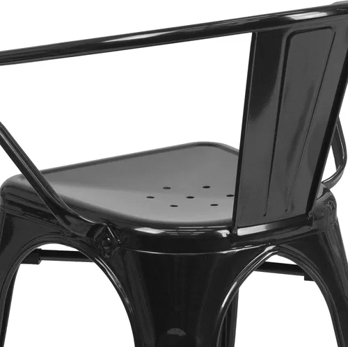 Miniatura 9 de Flash Furniture silla de metal con apoyabrazos, Metal, Negro