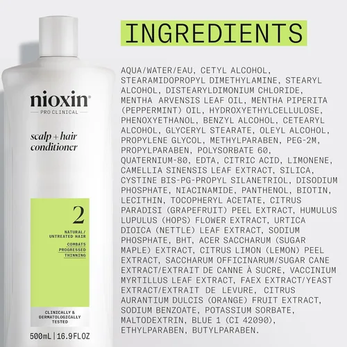 Miniatura 8 de Nioxin System 2 - Acondicionador de cuero cabelludo + engrosamiento del cabello para cabello natural con adelgazamiento progresado Aumenta