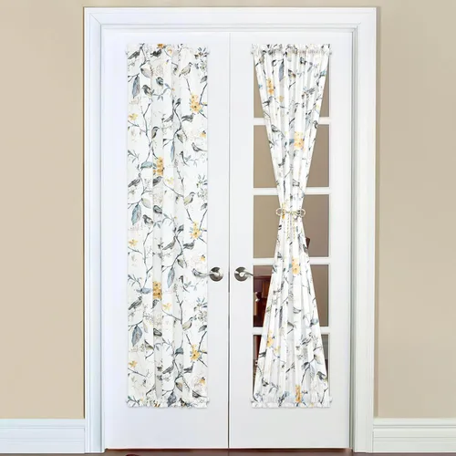 Miniatura 8 de VOGOL - Cortina decorativa con patrón de pájaros para puerta delantera, cortinas francesas de cocina con reducción de vista, 1 panel de lino