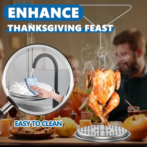 Miniatura 7 de Kit de soporte para freidora de pavo SafBbcue Soporte vertical para asar pollo con estante para pollo Asador con soporte para pavo Kit de accesorios