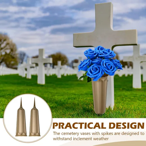 Miniatura 7 de 12 jarrones de cementerio con picos de plástico conmemorativo floral para tumba, jarrones con estacas para césped, lápidas, decoración junto a