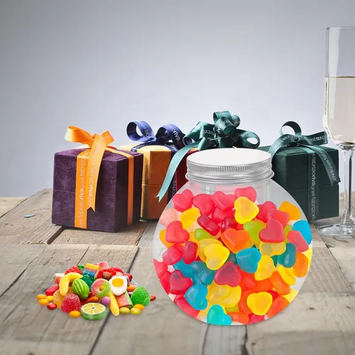 Miniatura 6 de MAGICLULU Tarro de plástico esférico para caramelos, 5 unidades, con forma de globo, botella redonda transparente para almacenamiento de aperitivos