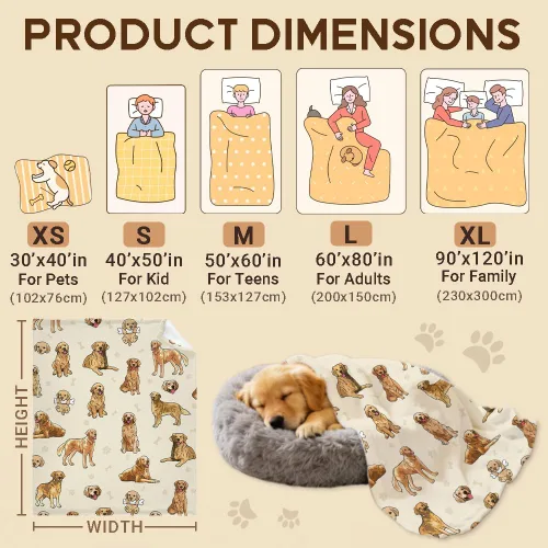 Miniatura 9 de Manta de Golden Retriever - Manta de franela suave y forro polar para perros para amantes de mascotas, mujeres, niños, niñas - 40" x 30