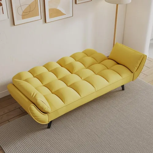 Miniatura 3 de 57" Convertible Sleeper Couch Bed, 3-in-1 Tufted Upholstered Daybed Futon Sofa Bed Loveseat with Reclining Split Backrest, Velvet 2-Seaters Sofa