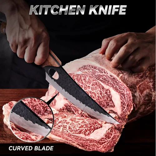 Miniatura 5 de Cuchillo de chef de 11 pulgadas, cuchillo de cocina para deshuesar, cortar y cortar. Cuchillo de carne forjado a mano, cuchillo Deba, cuchillo