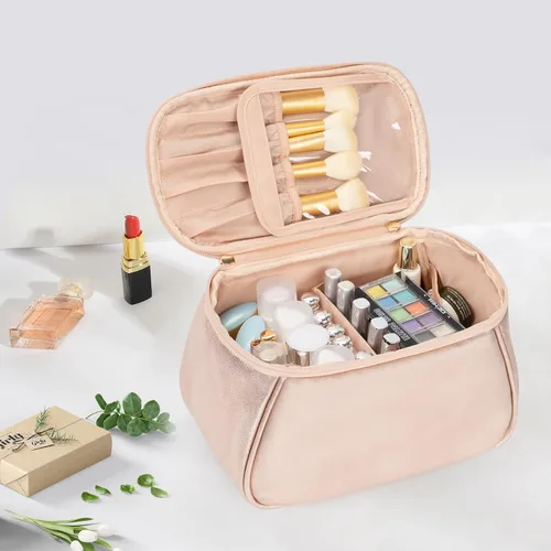 Miniatura 7 de OCHEAL Bolsa de maquillaje grande, bolsa organizadora de maquillaje, bolsas de cosméticos para mujer, bolsa de viaje para artículos de aseo