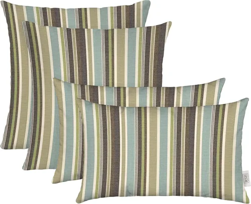 Miniatura 44 de RSH DECOR: Sunbrella Lumbar & Square Pillows Set of 4 20" x 12" & 17" x 17" Water & Fade-Resistant Fabric Outdoor Throw Pillows for Patio