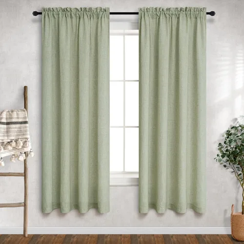 Miniatura 17 de Cortinas blancas puras de 38 pulgadas de ancho para dormitorio, juego de 2 paneles de cortinas de privacidad con bolsillo para barra, cortinas